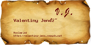 Valentiny Jenő névjegykártya